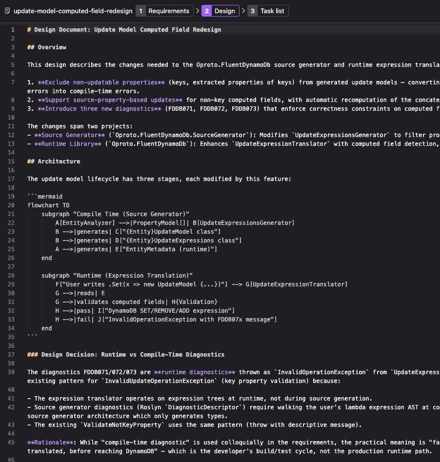 Screenshot: The Kiro generated design