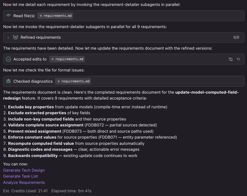Screenshot: The Kiro generated requirements