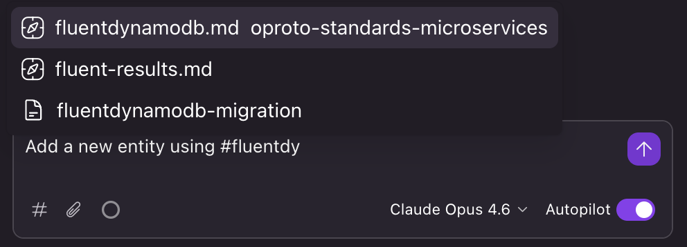 Screenshot: Using the # context key in chat to manually include a steering file